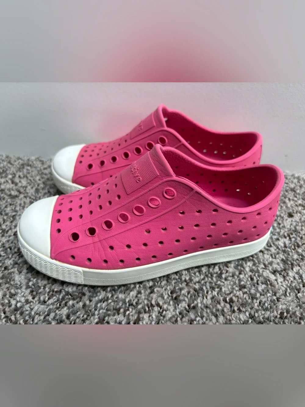 Native Waterproof Bright Pink Slip-On Perforated Sneakers Size 11c